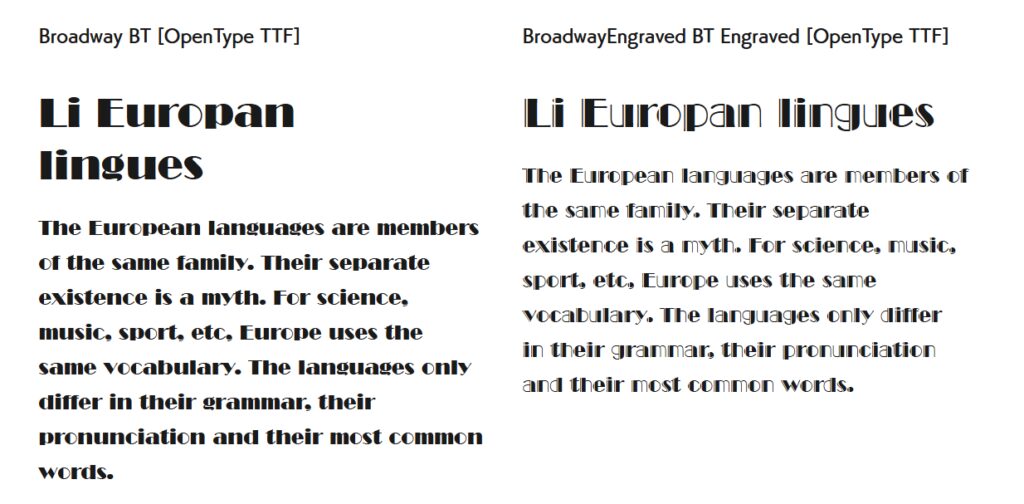 美しいフォント　Broadway