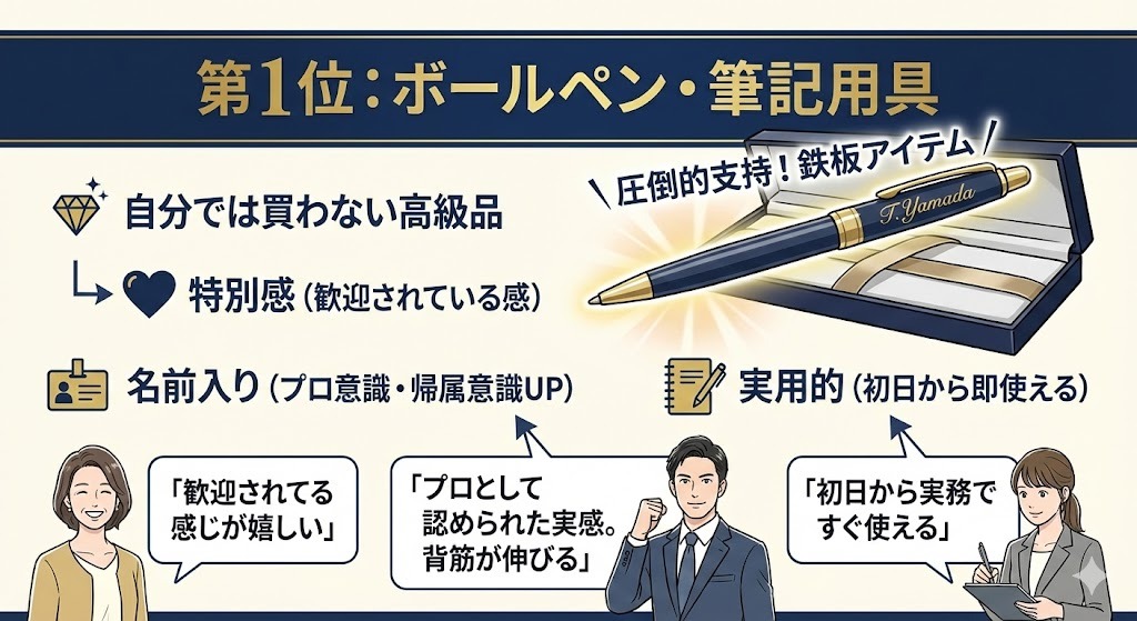 【独自調査】新入社員が「本当に欲しい」ウェルカムキットの中身は？：第1位：ボールペン・筆記用具